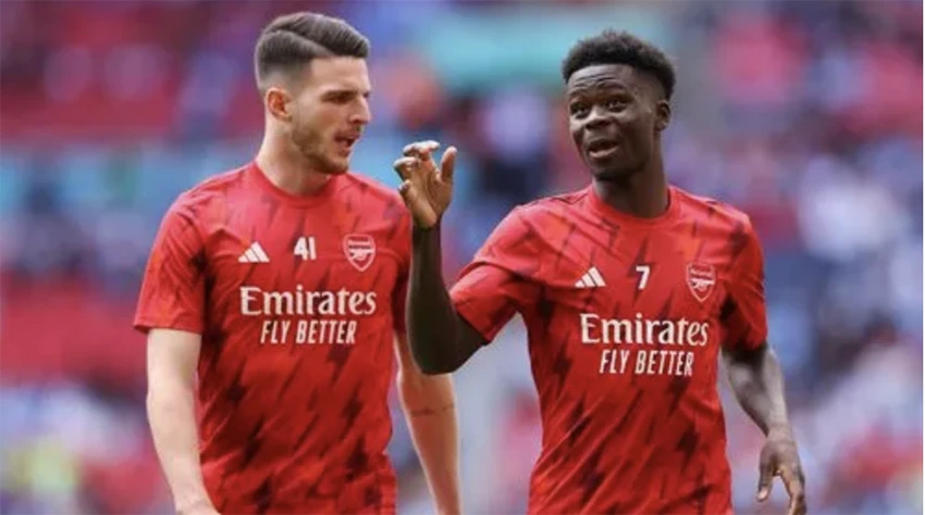 Arsenal đang sở hữu 2 trụ cột của đội tuyển Anh là Saka và Declan Rice. ẢNH: GETTY