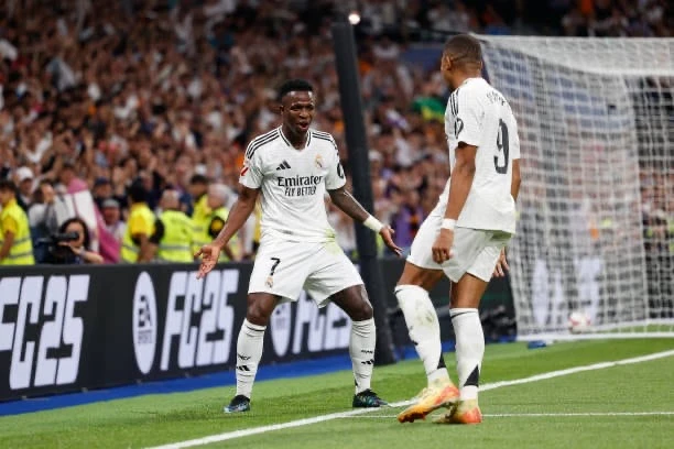 Vinicius tỏa sáng giúp Real Madrid thắng đậm. Ảnh: Getty