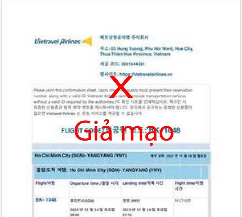 Giả mạo website của Vietravel Airlines để bán vé máy bay từ TP.HCM đi Gangwon, Hàn Quốc. Giả mạo website của Vietravel Airlines để bán vé máy bay từ TP.HCM đi Gangwon, Hàn Quốc.