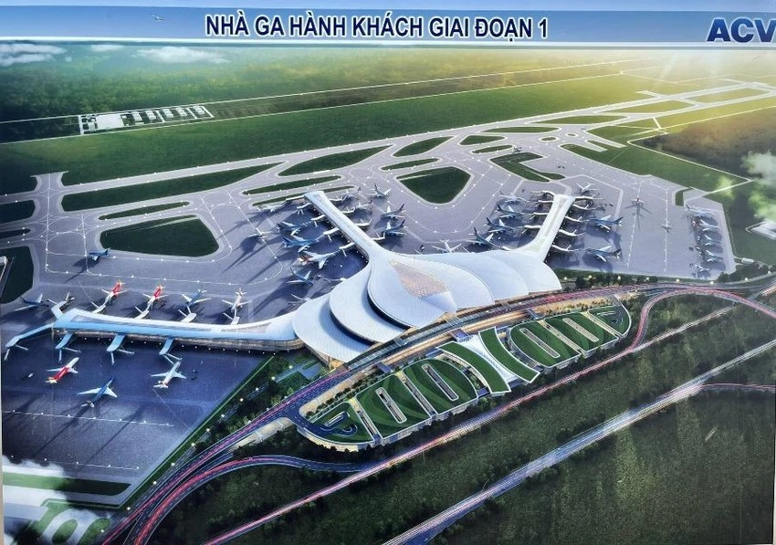Phối cảnh nhà ga hành khách sân bay Long Thành giai đoạn 1. Ảnh: ACV Phối cảnh nhà ga hành khách sân bay Long Thành giai đoạn 1. Ảnh: ACV