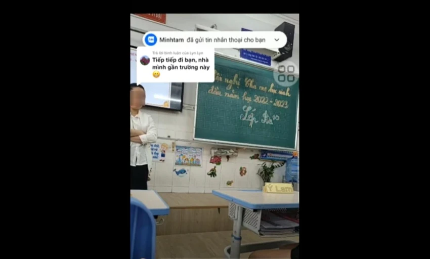 Người phụ nữ xuất hiện trong clip là cựu phó ban đại diện của lớp. Ảnh: cắt từ clip Người phụ nữ xuất hiện trong clip là cựu phó ban đại diện của lớp. Ảnh: cắt từ clip