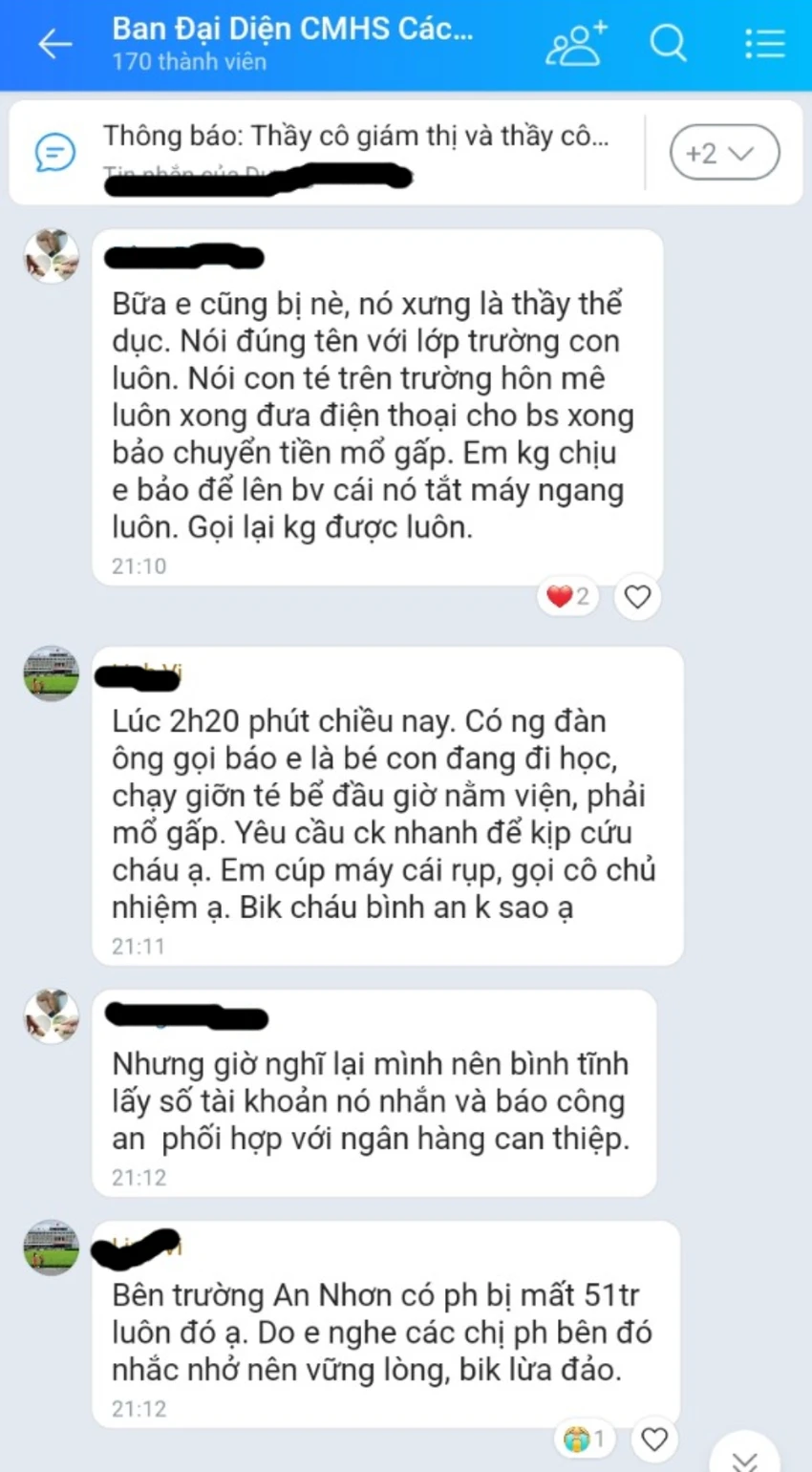 Nhiều phụ huynh tiếp tục nhận được các cuộc gọi lừa đảo. Ảnh: CHỤP MÀN HÌNH Nhiều phụ huynh tiếp tục nhận được các cuộc gọi lừa đảo. Ảnh: CHỤP MÀN HÌNH