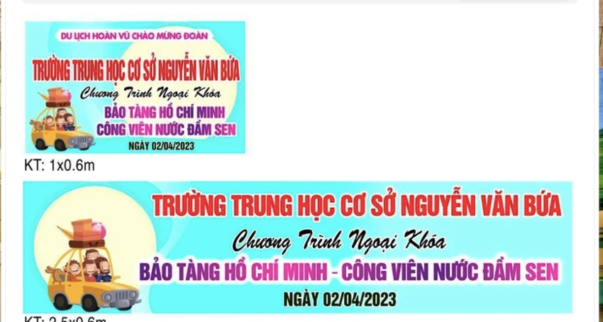 Chương trình ngoại khoá của Trường THCS Nguyễn Văn Bứa, huyện Hóc Môn vào ngày 2-4 sẽ không còn tổ chức theo chỉ đạo của Phòng GD&ĐT huyện. Ảnh: CHỤP MÀN HÌNH Tạm dừng chương trình ngoại khoá tại Trường THCS Nguyễn Văn Bứa
