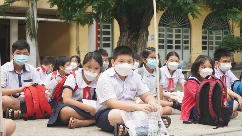 Thí sinh dự khảo sát vào lớp 6 Trường THPT chuyên Trần Đại Nghĩa, quận 1 năm 2022. Ảnh: NGUYỄN QUYÊN