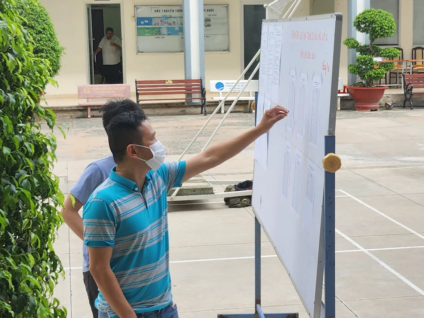 Phụ huynh xem danh sách học sinh trúng tuyển. Ảnh: NGUYỄN QUYÊN Phụ huynh xem danh sách học sinh trúng tuyển. Ảnh: NGUYỄN QUYÊN
