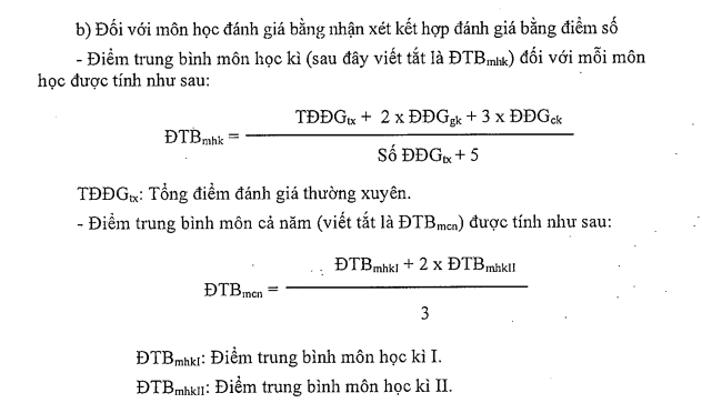 Cách tính điểm học kì theo quy định Bộ GD&ĐT