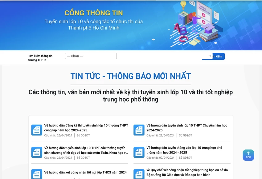 đăng ký tuyển sinh vào lớp 10