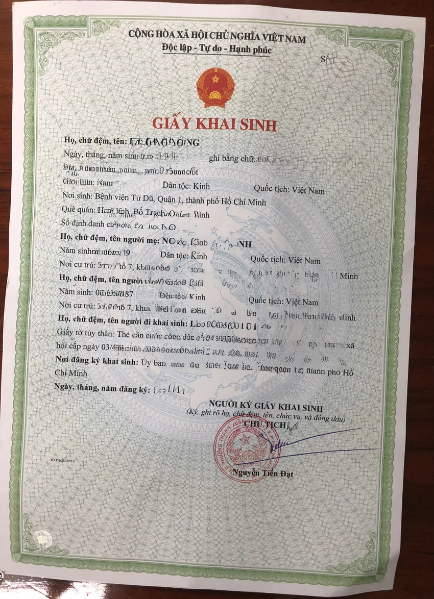 cấp giấy khai sinh