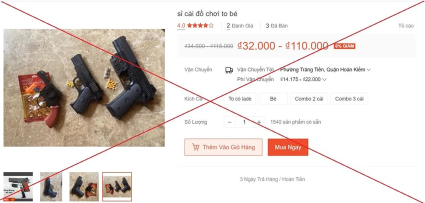 Những sản phẩm đồ chơi bị cấm bày bán trên các webiste, mạng xã hội. Ảnh: Cục Thương mại điện tử và Kinh tế số Những sản phẩm đồ chơi bị cấm bày bán trên các webiste, mạng xã hội. Ảnh: Cục Thương mại điện tử và Kinh tế số