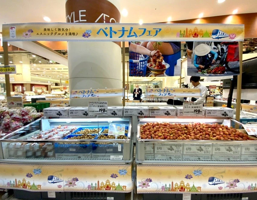 Lần đầu tiên long nhãn được quảng bá bày bán trong hệ thống Aeon Nhật Bản. ẢNH: K.LINH