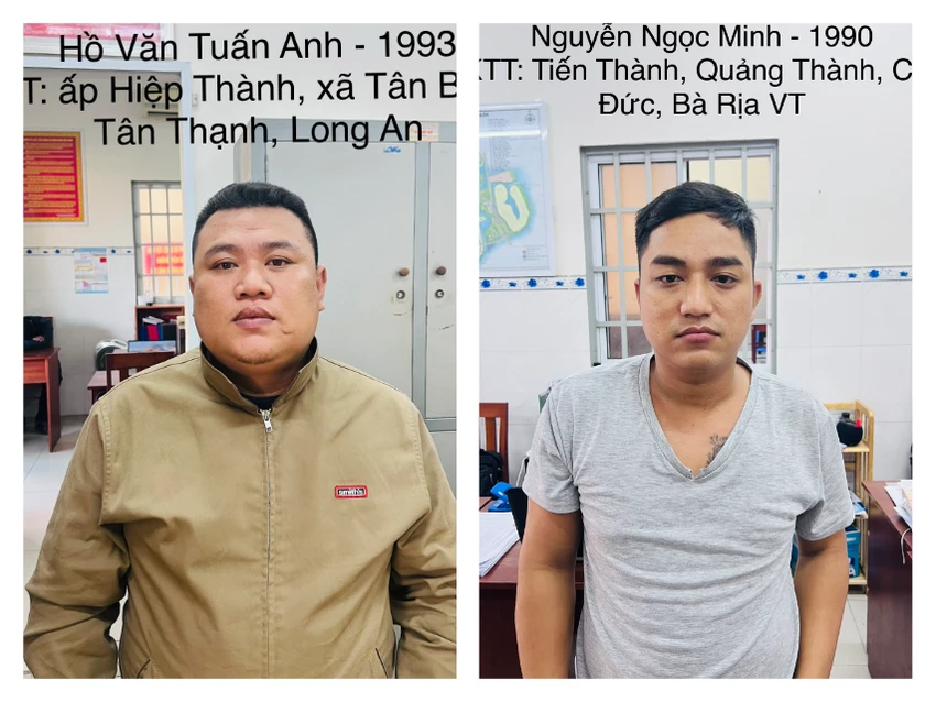 Hồ Văn Tuấn Anh và Nguyễn Ngọc Minh tại cơ quan công an. Ảnh: CTV Hồ Văn Tuấn Anh và Nguyễn Ngọc Minh tại cơ quan công an. Ảnh: CTV