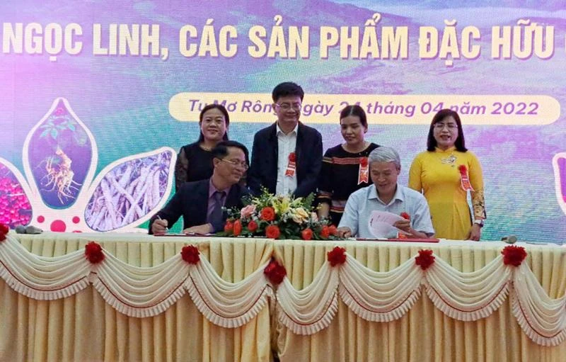 Diễn đàn sâm Ngọc Linh và các sản phẩm đặc hữu gắn với du lịch. Ảnh: LÊ KIẾN Diễn đàn sâm Ngọc Linh và các sản phẩm đặc hữu gắn với du lịch. Ảnh: LÊ KIẾN