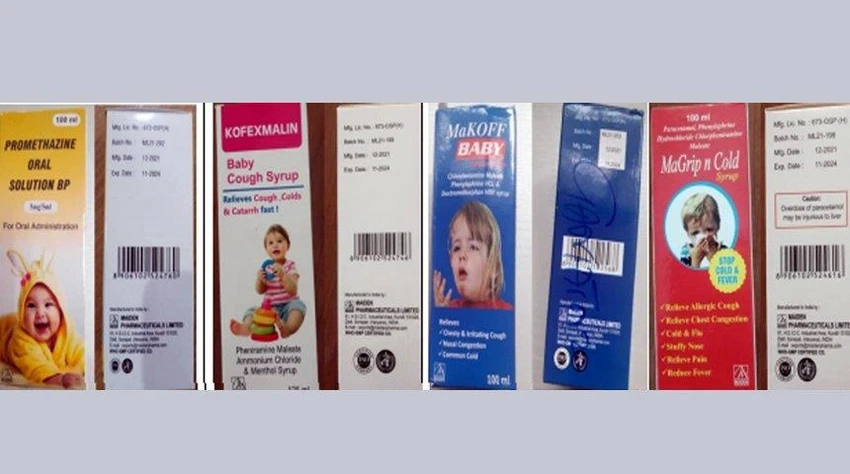 4 loại siro ho của công ty Maiden Pharmaceuticals vừa bị WHO cảnh báo. Ảnh: INTERNET 4 loại siro ho của công ty Maiden Pharmaceuticals vừa bị WHO cảnh báo. Ảnh: INTERNET