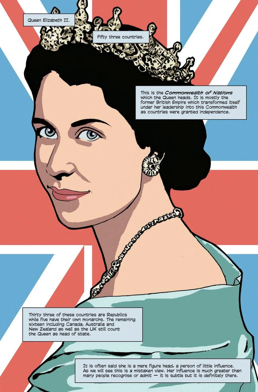 Một trang của cuốn truyện tranh kỷ niệm cuộc đời của Nữ hoàng Elizabeth II của nhà xuất bản TidalWave Comics. Ảnh: REUTERS Một trang của cuốn truyện tranh kỷ niệm cuộc đời của Nữ hoàng Elizabeth II của nhà xuất bản TidalWave Comics. Ảnh: REUTERS