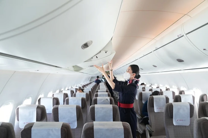 Máy bay C919 được thiết kế để chở từ 158 đến 192 hành khách. Ảnh: TÂN HOA XÃ Máy bay C919 được thiết kế để chở từ 158 đến 192 hành khách. Ảnh: TÂN HOA XÃ