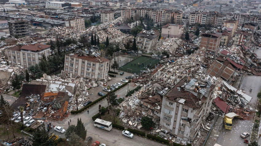Không ảnh cho thấy thiệt hại động đất ở Hatay, Thổ Nhĩ Kỳ hôm 6-2. Ảnh: ANADOLU AGENCY