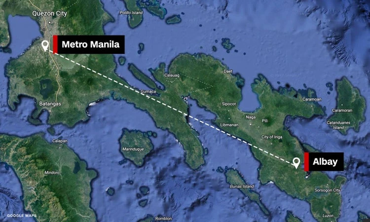 Đường bay dự kiến của máy bay Cessna 340 mất tích ở Philippines ngày 18-2. Ảnh: CNN Đường bay dự kiến của máy bay Cessna 340 mất tích ở Philippines ngày 18-2. Ảnh: CNN