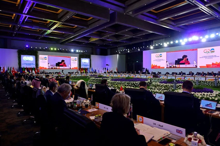 Hội nghị Bộ trưởng Tài chính G20 ở ngoại ô TP Bengaluru (Ấn Độ) ngày 24-2. Ảnh: REUTERS Hội nghị Bộ trưởng Tài chính G20 ở ngoại ô TP Bengaluru (Ấn Độ) ngày 24-2. Ảnh: REUTERS