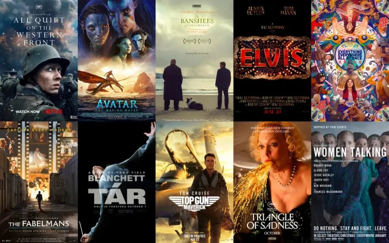 Poster của các phim nhận đề cử giải Oscar 2023. Ảnh: AP Poster của các phim nhận đề cử giải Oscar 2023. Ảnh: AP