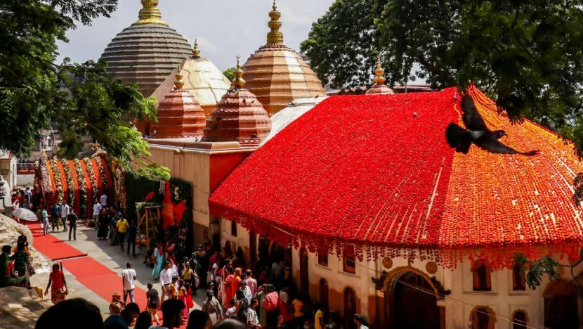 Các tín đồ tham dự một lễ hội tại đền Kamakhya, thành phố Guwahati, đông bắc Ấn Độ. Ảnh: AFP