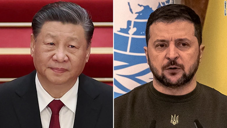 Chủtịch Trung Quốc Tập Cận Bình (trái) và Tổng thống Ukraine Volodymyr Zelensky. Ảnh: CNN Chủtịch Trung Quốc Tập Cận Bình (trái) và Tổng thống Ukraine Volodymyr Zelensky. Ảnh: CNN