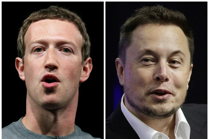 Tỉ phú Mark Zuckerberg - chủ tịch Tập đoàn Meta (trái) và tỉ phú Elon Musk - chủ mạng xã hội X (trước đây là Twitter). Ảnh: AP Tỉ phú Mark Zuckerberg - chủ tịch Tập đoàn Meta (trái) và tỉ phú Elon Musk - chủ mạng xã hội X (trước đây là Twitter). Ảnh: AP