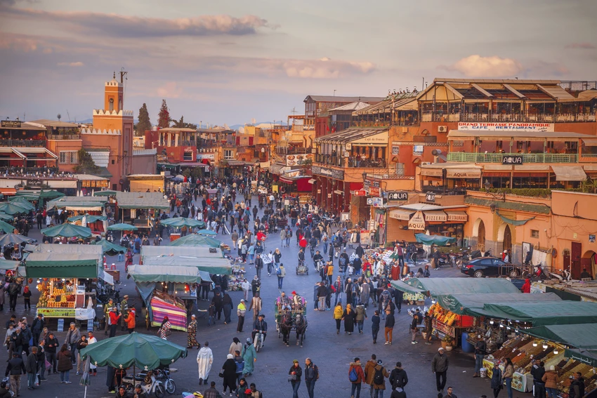 Khu chợ Jemaa el-Fnaa, TP Marrakech (Morocco) trước đây. Ảnh: GETTY IMAGES Khu chợ Jemaa el-Fnaa, TP Marrakech (Morocco) trước đây. Ảnh: GETTY IMAGES