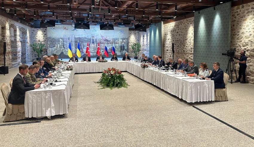 Cuộc đàm phán ba bên Thổ Nhĩ Kỳ-Nga-Ukraine tại TP Istanbul (Thổ Nhĩ Kỳ) ngày 16-5. Ảnh: ANADOLU AGENCY