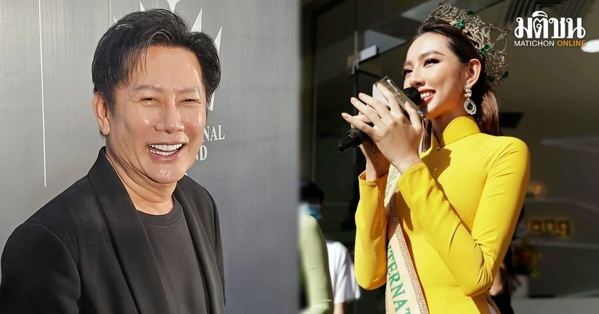Ông Nawat Itsaragrisil - Giám đốc điều hành Công ty Cổ phần Miss Grand International và Hoa hậu Hoà bình quốc tế 2021 Nguyễn Thúc Thuỳ Tiên. Ảnh: MACHITON