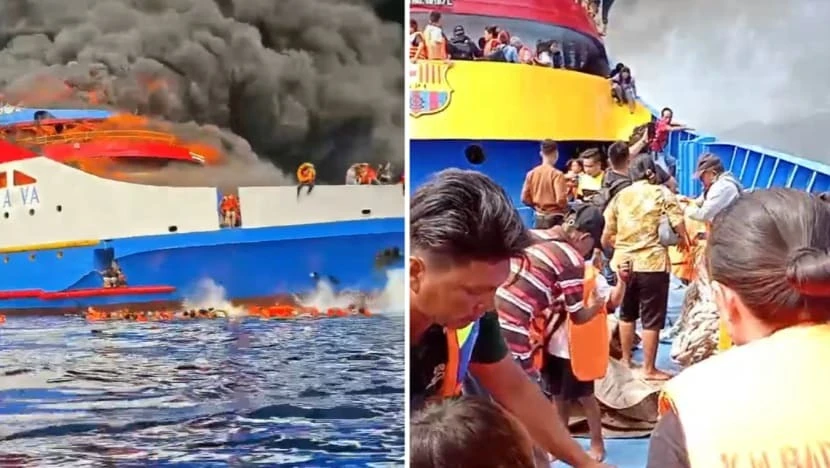 VIDEO: Tàu chở 280 người bốc háy dữ dội ngoài khơi Indonesia