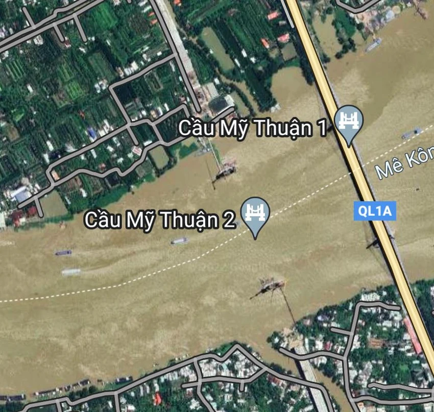 Vị trí thi công cầu Mỹ Thuận 2. Ảnh: TL Vị trí thi công cầu Mỹ Thuận 2. Ảnh: TL